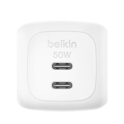 Belkin Dual USB-C Ladegerät Power Delivery und PPS (50 W) weiß