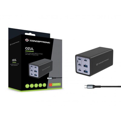Conceptronic  OZUL06BE 6-Port 200W GaN USB PD Charger mit USB-C Netzteil | 04015867236543