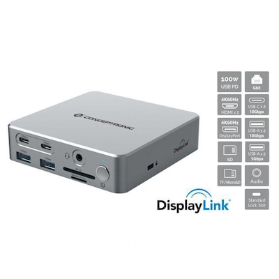 Conceptronic  DONN25G 15-in-1 DisplayLink USB 3.2 Gen 2 Dockingstation | 04015867236611
