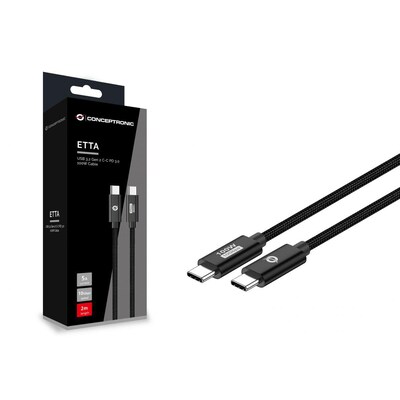 Conceptronic  ETTA02B20 USB 3.2 Gen 2 C-C PD 3.0 100W Kabel, 2m, 20V 5A, 10Gbps, E-Mark | 04015867237915