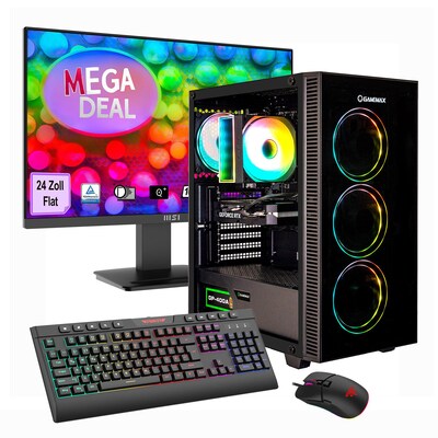 HYRICAN  GAMEMAX MegaDeal Draco XD SET2692 7794 Ryzen 5 5500 16GB 1TB SSD RTX 5060 Win11 + MSI PRO MP2412 Monitor 60cm (24″) | 04045643126928