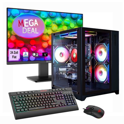 HYRICAN  GAMEMAX MegaDeal Infinity Mini BK SET2698 7796 Ryzen 7 5700X 16GB/1TB SSD RTX 5060Ti Win11 + MSI PRO MP2412 Monitor 60cm (24″) | 04045643126980