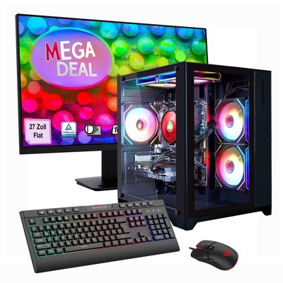 HYRICAN  GAMEMAX MegaDeal Infinity Mini BK SET2699 7796 Ryzen 7 5700X 16GB/1TB SSD RTX 5060Ti Win11 + MSI PRO MP273A LED-Monitor, 69cm (27″) | 04045643126997