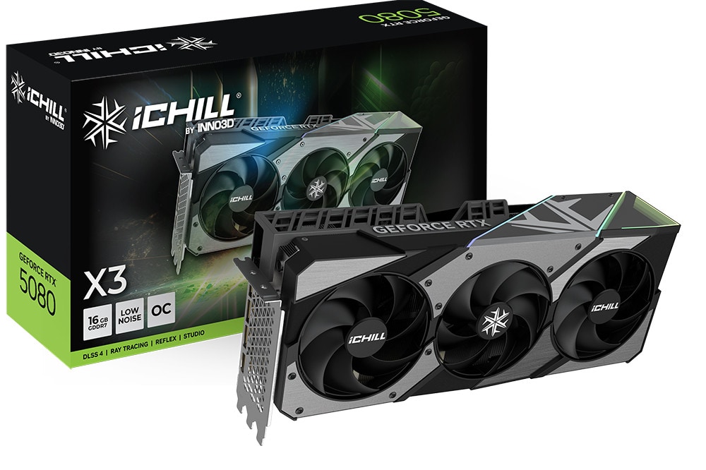 INNO3D GeForce RTX 5080 iCHILL X3 V2 OC 16GB Grafikkarte 3xDP/HDMI