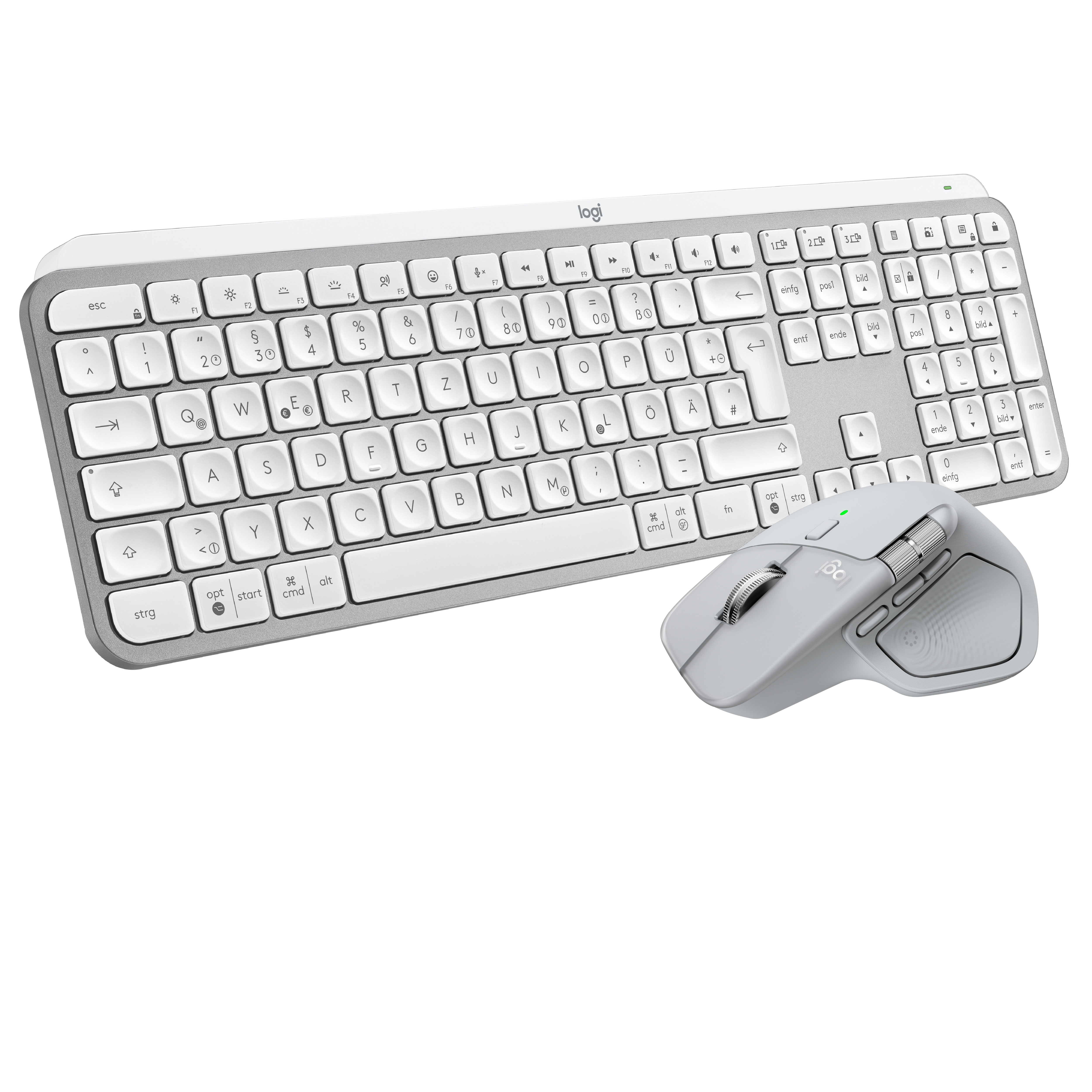 Logitech MX Keys S Combo (2026) für Windows Hellgrau/ Weiß, Kabellose Maus-Tastaturkombination, Bluetooth, Logi Bolt, inkl. MX Master 4