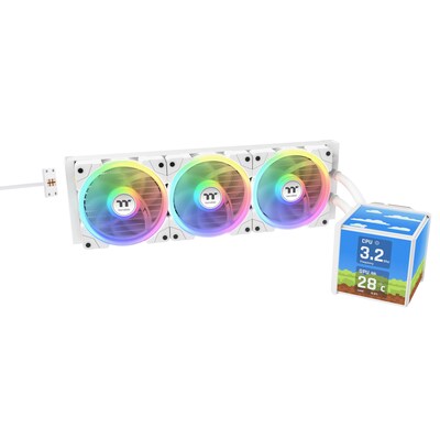 THERMALTAKE MINECUBE 360 Ultra All-In-One Liquid Cooler System ARGB Fan Snow Image