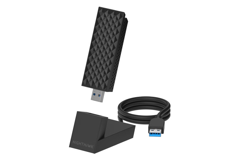 NETGEAR Nighthawk WiFi 7 USB 3.0-Adapter (A9000) BE6500 Tri-Band kabellose Gigabit-Geschwindigkeit (bis zu 6,5 GBit/s) – 6-GHz-Frequenzbereich – Kompatibel mit Routern/Mesh – Für Windows 11-PCs