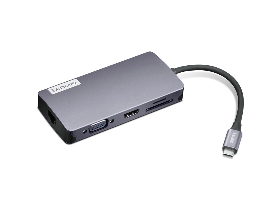 Lenovo 150 USB-C Travel Dock, HDMI, VGA, 3x USB-A, 1x SD-Card, Ethernet, 100W PD