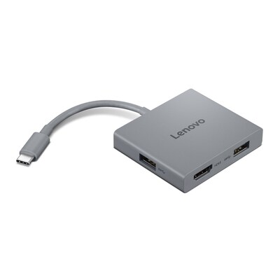 Lenovo  4-in-1 USB-C Hub Grau, HDMI, USB-A, 2x USB-A, 3.5mm Klinke-Combo | 00195892113034