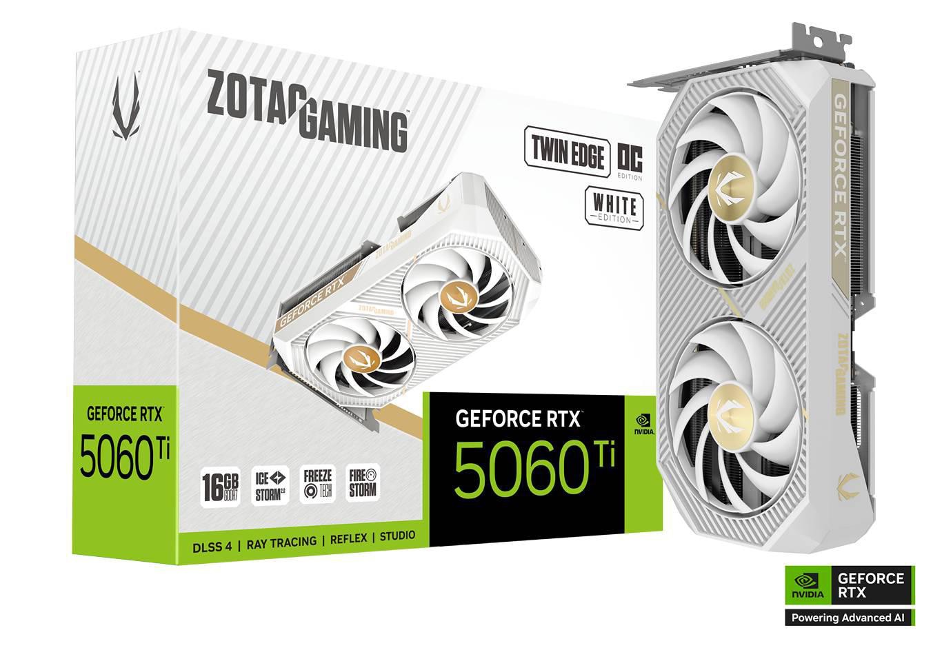 ZOTAC GAMING GeForce RTX 5060 Ti Twin Edge White 16GB GDDR7 Grafikkarte 3x DP, 1x HDMI