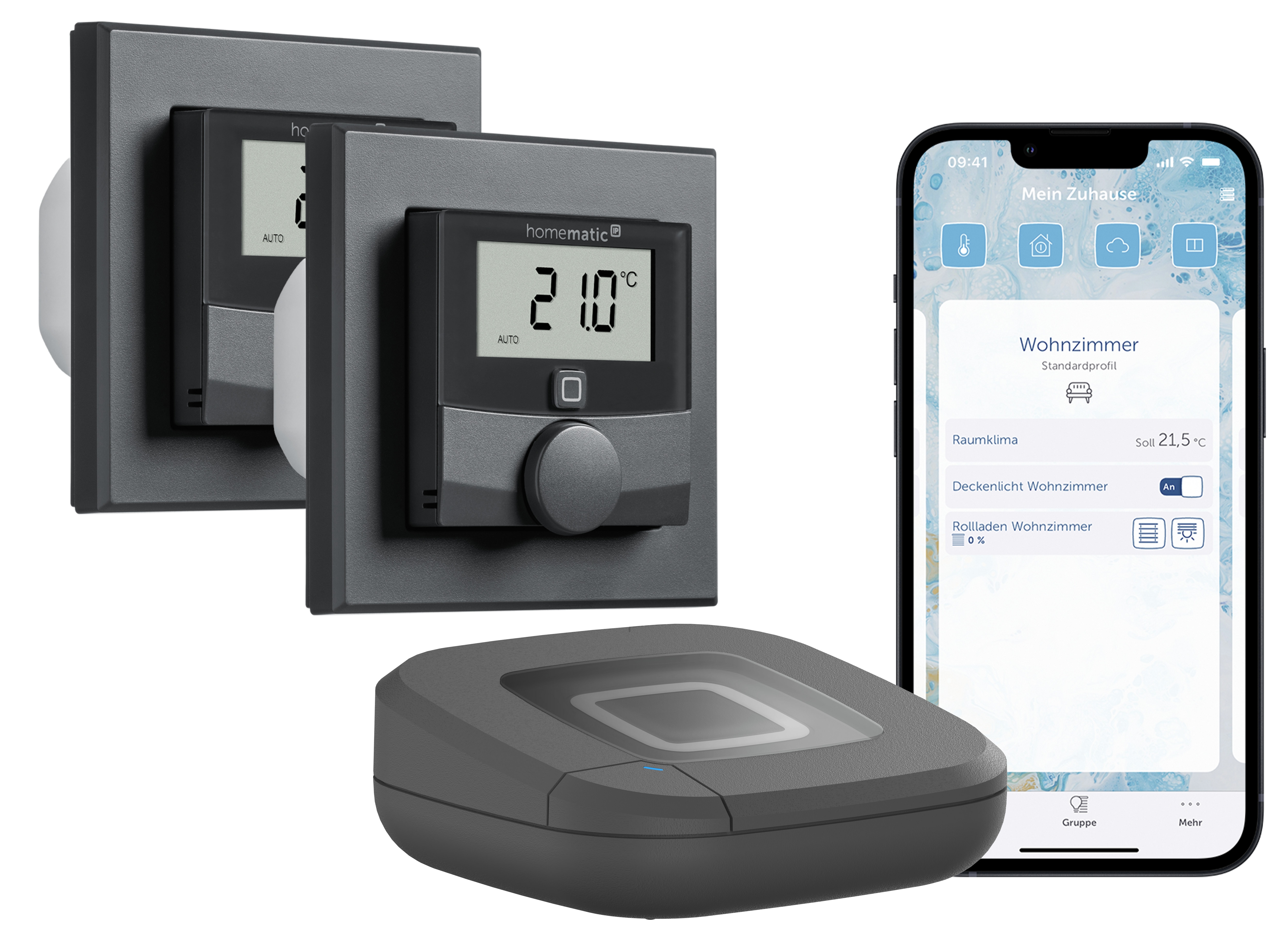 Homematic IP Starter Set Fußbodenheizungssteuerung • für 2 Räume • anthrazit