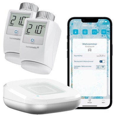 Image of Homematic IP Starter Set Smarte Heizung • 2xThermostat HMIP-eTRV/2 • Access Point 2