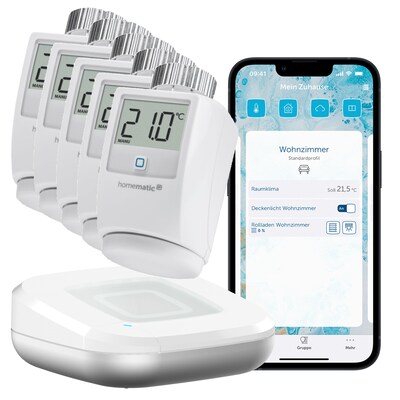 Image of Homematic IP Starter Set Smarte Heizung • 5xThermostat HMIP-eTRV/2 • Access Point 2