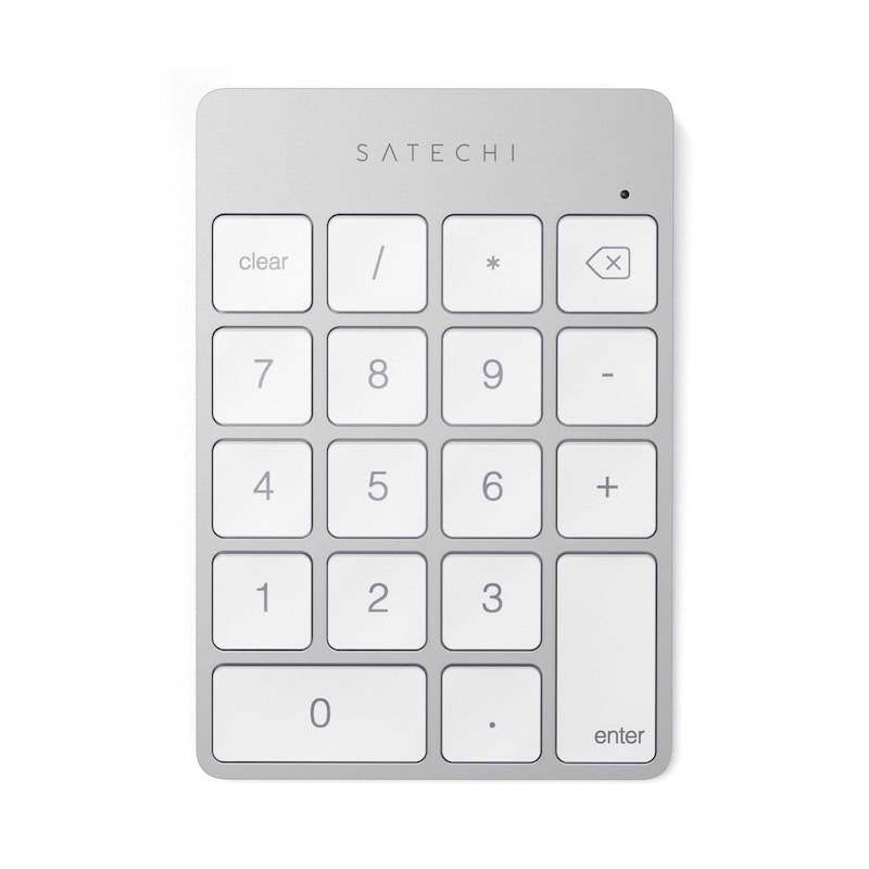 iphone günstig Kaufen-Satechi Slim Wireless Keypad Silber. Satechi Slim Wireless Keypad Silber <![CDATA[• Gerätetyp: Zubehör Apple, für: MacBook, iMac, universell, iPad, Tablet, Notebook, iPhone • Farbe: Silber • Anschlüsse: Bluetooth]]>. 