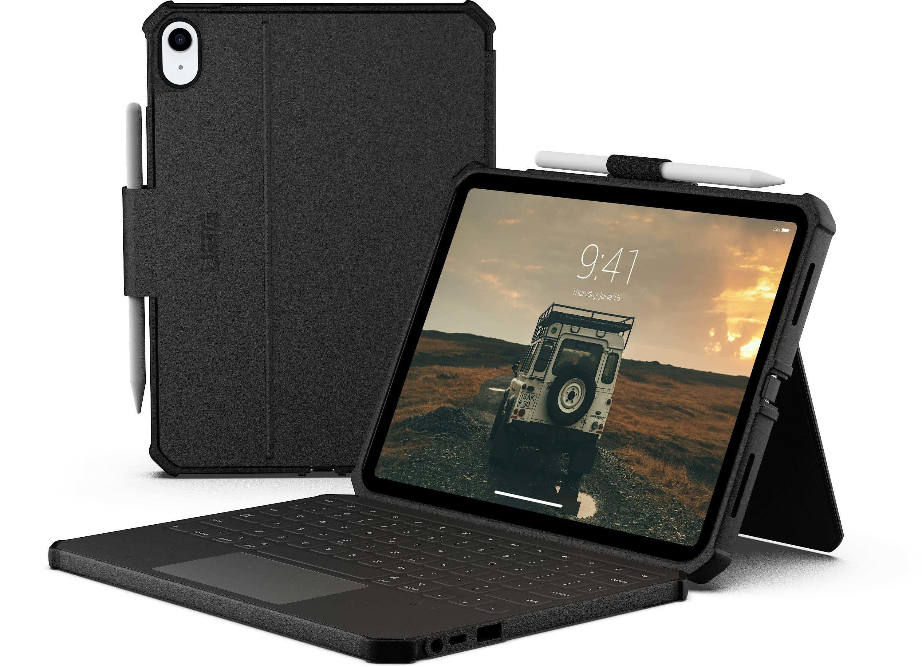 UAG Urban Armor Gear Rugged USB-C Keyboard Case mit Trackpad für Apple iPad 11“ (2025) / iPad 10,9“ (2022) / iPad Air 11" (2025 & 2024) schwarz