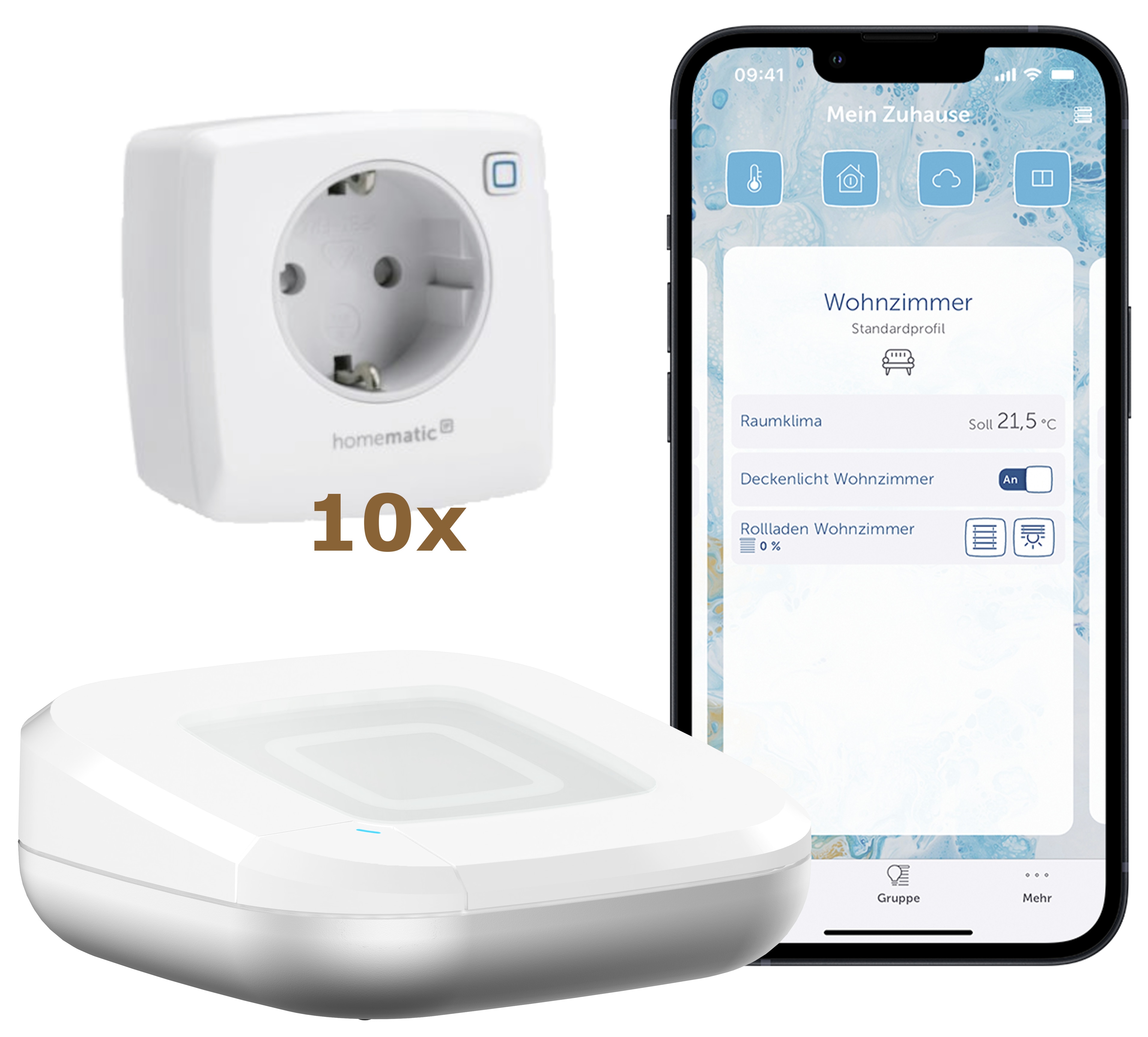 Homematic IP Starter Set, 10x Schaltsteckdose HMIP-PS2 & Access Point 2 weiss