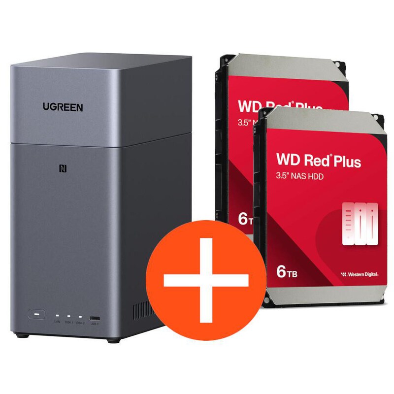 HDD günstig Kaufen-UGREEN NASync DH2300 NAS System 2-Bay 12TB inkl. 2x WD WD60EFPX NAS HDD - 6 TB. UGREEN NASync DH2300 NAS System 2-Bay 12TB inkl. 2x WD WD60EFPX NAS HDD - 6 TB <![CDATA[• 2.2GHz Rockchip RK RK3576 - 8 Kern-Prozessor • 4GB LPDDR4X RAM • 2x 2,5