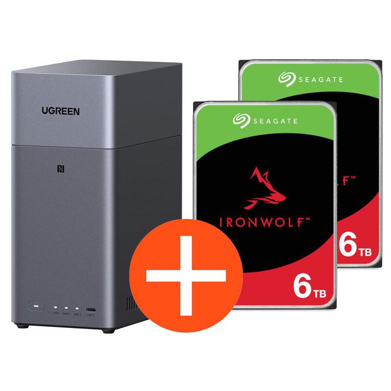 12 IN günstig Kaufen-UGREEN NASync DH2300 NAS System 2-Bay 12TB inkl. 2x Seagate IronWolf ST6000VN006 6TB. UGREEN NASync DH2300 NAS System 2-Bay 12TB inkl. 2x Seagate IronWolf ST6000VN006 6TB <![CDATA[• 2.2GHz Rockchip RK RK3576 - 8 Kern-Prozessor • 4GB LPDDR4X RAM • 2x 2,5