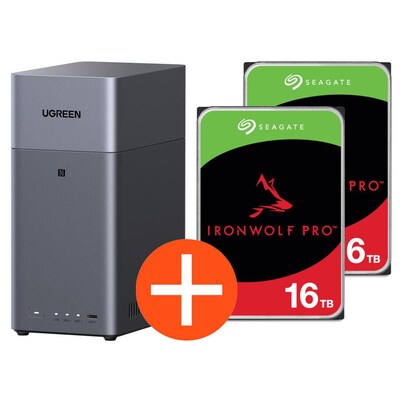 UGREEN NASync DH2300 NAS System 2-Bay 32TB inkl. 2x Seagate IronWolf ST16000NT001 16TB