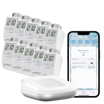 Image of Homematic IP Starter Set Smarte Heizung • 10xThermostat HMIP-eTRV/2 • Access Point 2