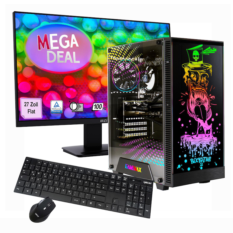 Pro Max günstig Kaufen-Hyrican GAMEMAX MegaDeal Rockstar SET2723 7855 R5 5600GT 16GB/480GB SSD Radeon Graphics Win11 + MSI PRO MP273A Monitor 69cm (27"). Hyrican GAMEMAX MegaDeal Rockstar SET2723 7855 R5 5600GT 16GB/480GB SSD Radeon Graphics Win11 + MSI PRO MP273A Monitor 6