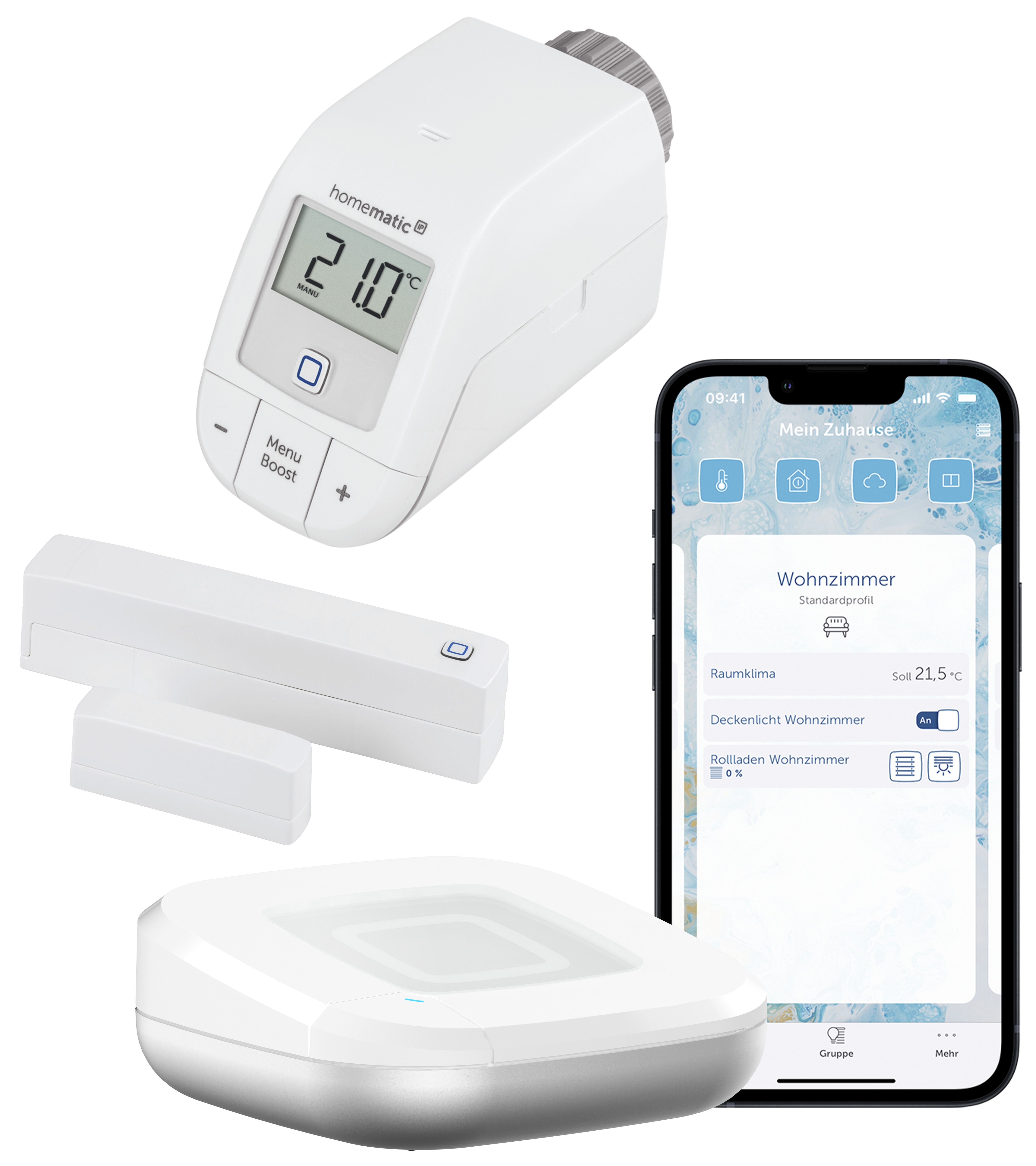 Homematic IP Starter Set Smarte Heizung • 1x Thermostat Basic • Fensterkontakt • Access Point 2