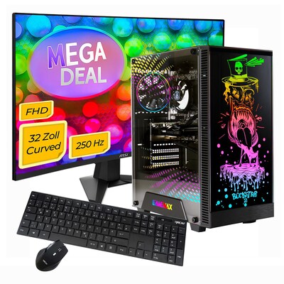 HYRICAN  GAMEMAX MegaDeal Rockstar SET2708 7810 i5 14400F 16GB/1TB SSD RTX 5060 Win11 + MSI MAG 32C6X Monitor 80cm (32″) | 04045643127086