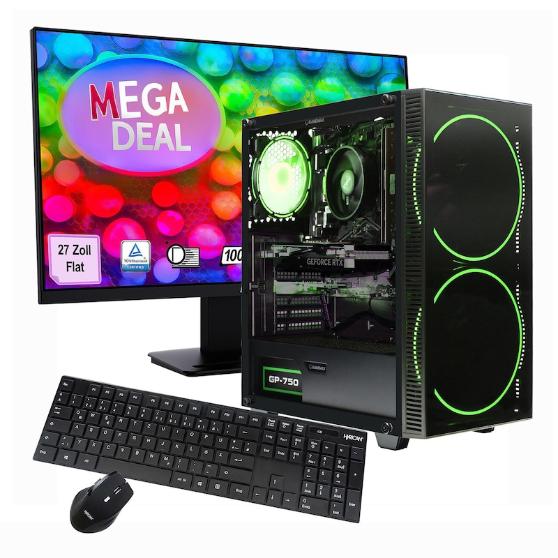 Hyrican GAMEMAX MegaDeal Black Hole SET2712 7811 i5 14400F 16GB/1TB SSD RTX 5060 Ti Win11 + MSI PRO MP273A Monitor 69cm (27")
