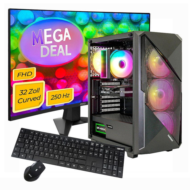 Hyrican GAMEMAX MegaDeal Striker SET2713 7812 i7 14700F 16GB/1TB SSD RTX 5060 Ti Win11 + MSI MAG 32C6X Monitor 80cm (32")