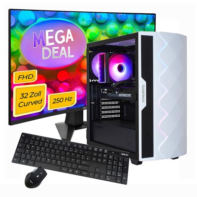 HYRICAN  GAMEMAX MegaDeal Diamond WT SET2715 7813 i7 14700F 16GB/1TB SSD RTX 5070 Win11 + MSI MAG 31C6X Monitor 80cm (32″) | 04045643127154