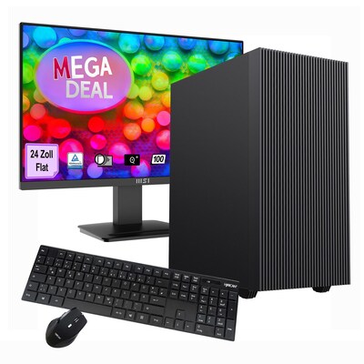 HYRICAN  GAMEMAX MegaDeal Multimedia-PC SET2720 7854 R5 5600GT 16GB/480GB SSD Radeon Graphics Win11 + MSI PRO MP2412 Monitor 60cm (24″) | 04045643127208