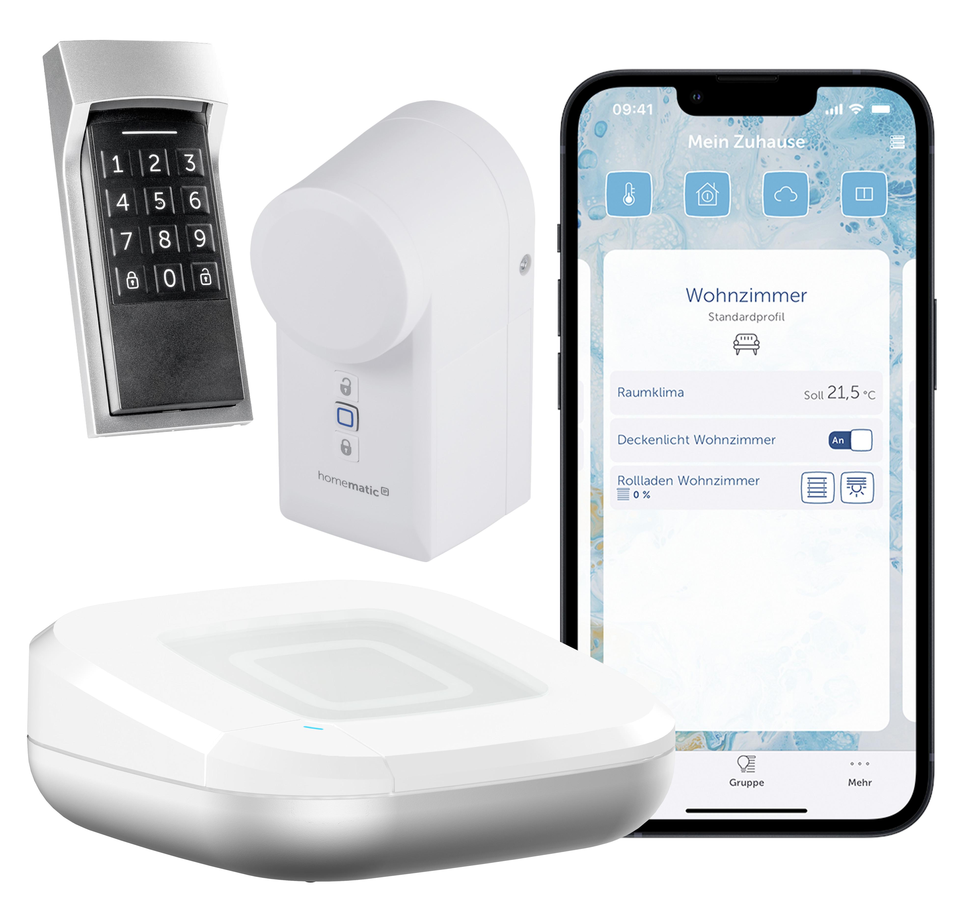 Homematic IP Starter Set, Türschlossantrieb HmIP-DLD & Access Point 2 HmIP-HAP2 +Keypad