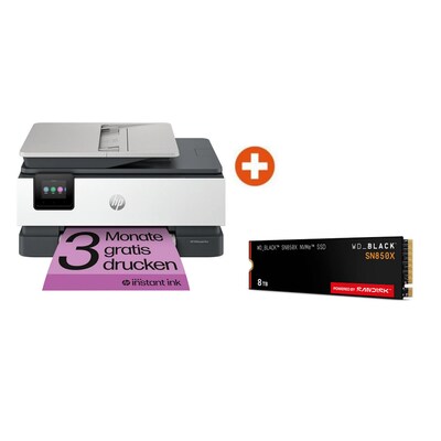 HP OfficeJet Pro 8122e Drucker Scanner Kopierer LAN WLAN Instant Ink + WD_BLACK SN850X NVMe SSD 8 TB