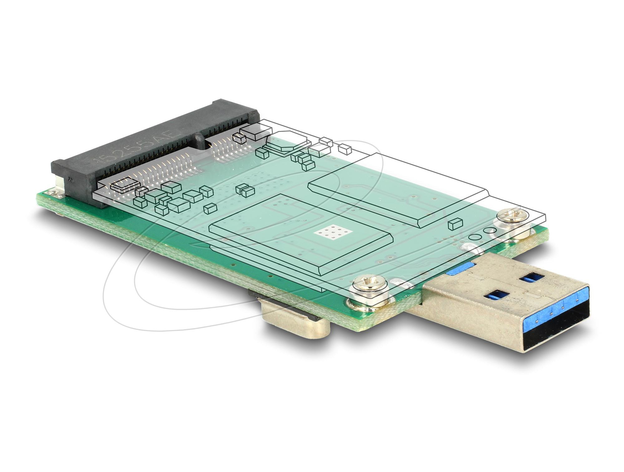 Delock Konverter USB 5 Gbps Typ-A Stecker auf mSATA full size