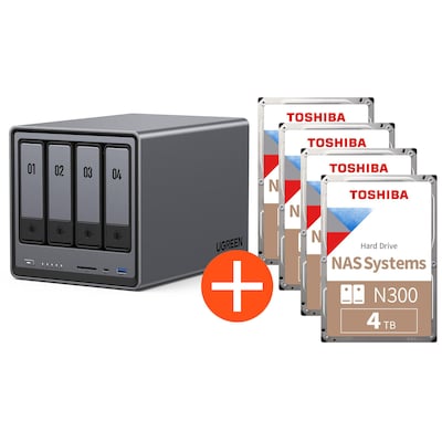 UGREEN  NASync DXP4800 NAS System 4-Bay 16TB inkl. 4x Toshiba NAS HDD N300  4TB | 06941876267446