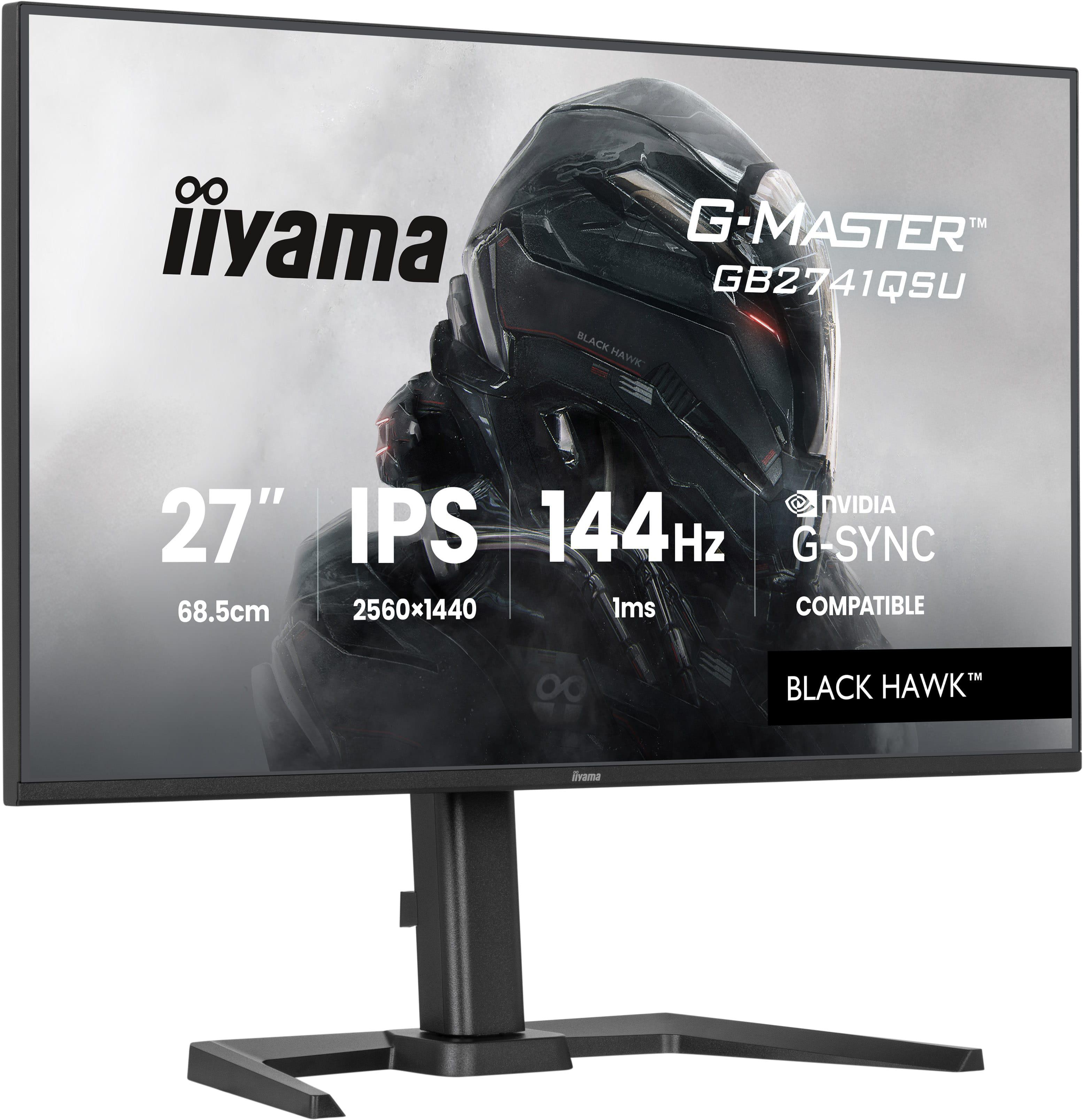 Iiyama G-Master Black Hawk 27 Zoll Qhd Ips Led 16:9 144 Hz Gaming Monitor Schwarz Gb2741qsu-B1