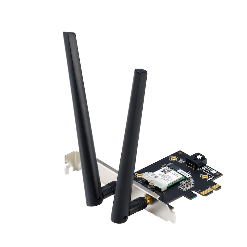 Dual günstig Kaufen-ASUS PCE-AX1800 Bulk (AX1800 Dual Band PCI-E WiFi 6 802.11ax, Bluetooth 5.2, WPA3). ASUS PCE-AX1800 Bulk (AX1800 Dual Band PCI-E WiFi 6 802.11ax, Bluetooth 5.2, WPA3) <![CDATA[• Netzwerkkarte • Anschluss über 1x PCIe x1 • Wi-Fi 6Wi-Fi 5Wi-Fi 4, Bluetooth 