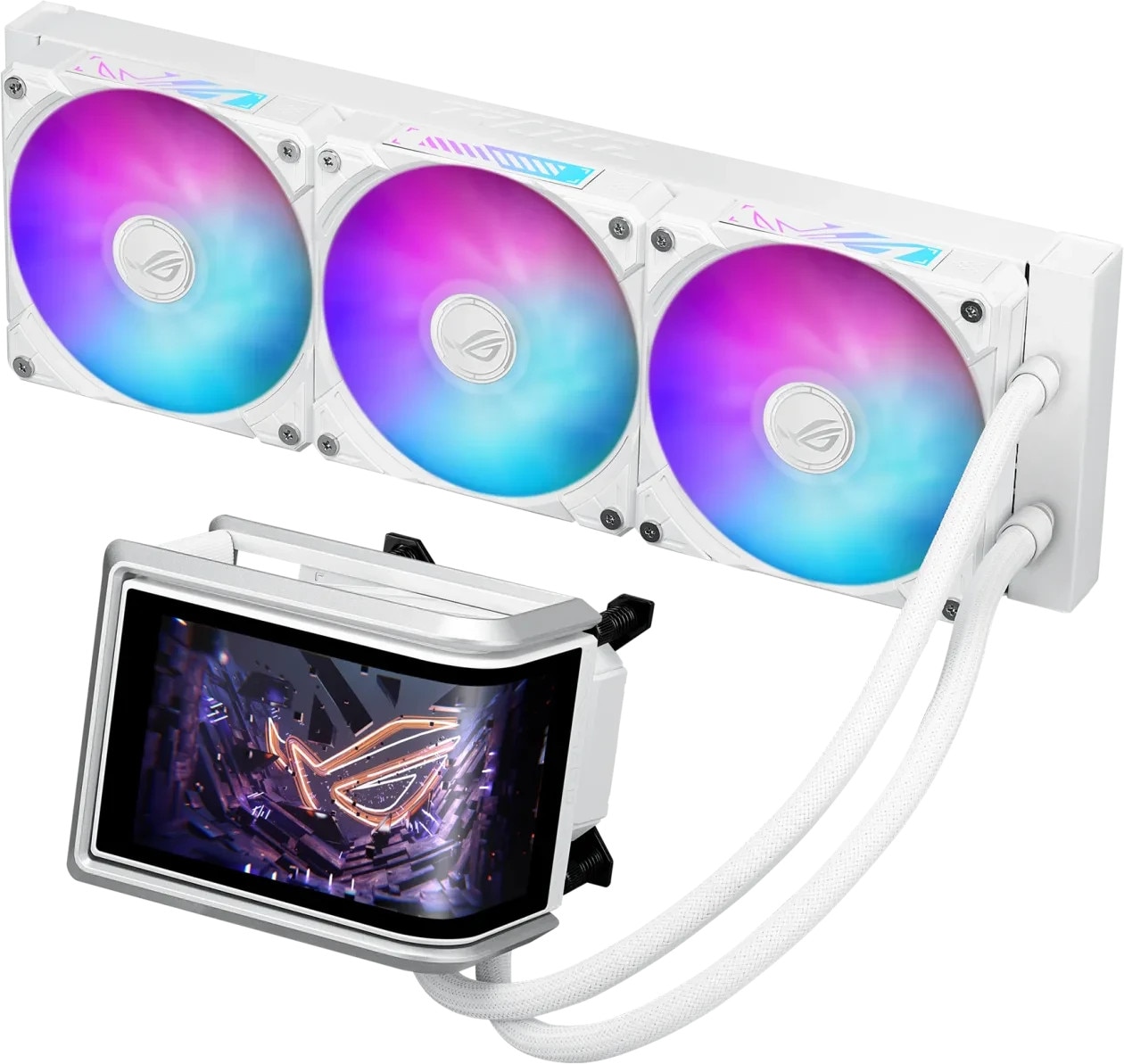 ASUS ROG Ryuo IV 360 ARGB White Edition All-in-One-CPU-Wasserkühlung | 6,67-Zoll-AMOLED-Display, 3D-Videos, Asetek Emma Gen8 V2-Pumpe, Intel LGA 1851, 1700, 1200, 115X, AMD AM5, AM4, Weiß - Bild 4