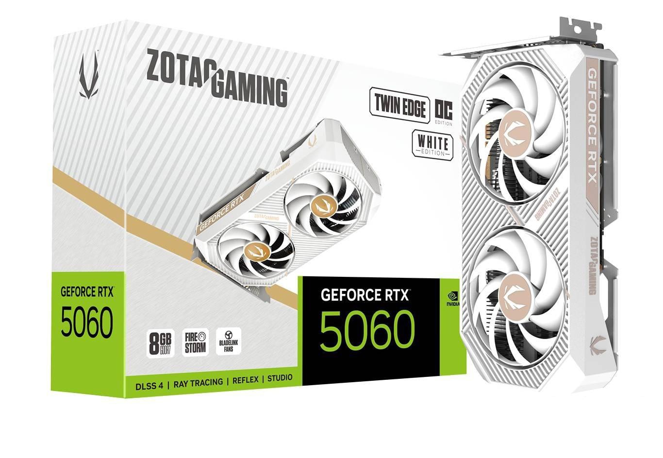 ZOTAC GAMING GeForce RTX 5060 Twin Edge OC White Edition 8GB GDDR7 Grafikkarte 3x DP, 1x HDMI