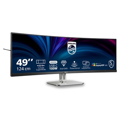 Philips 49B2U5900C 48.8 Zoll DQHD VA Curved Office Monitor 32:9 DP/HDMI/USB-C PD100W Docking 75Hz