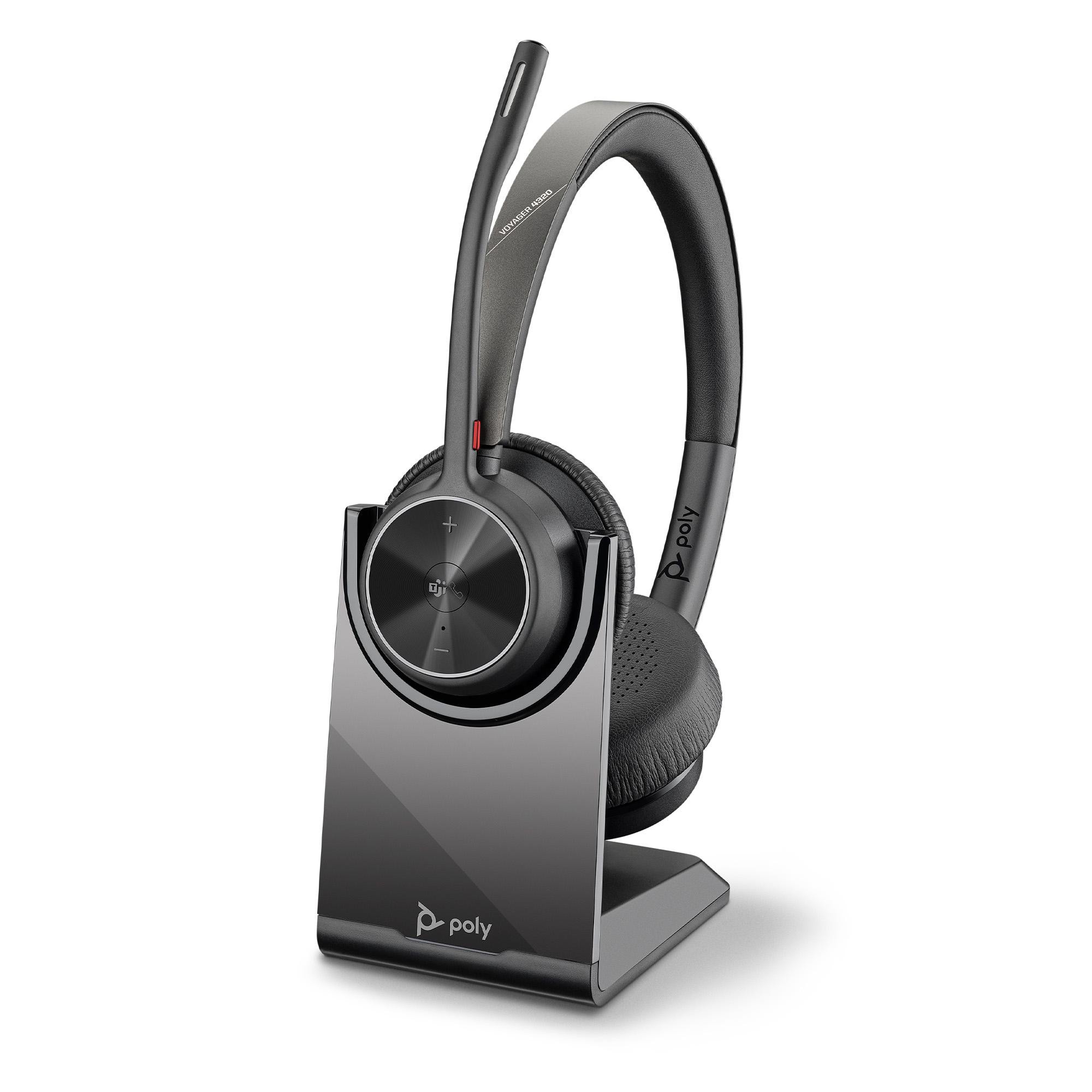 Poly Voyager 4320-M UC Schwarz Kabelloses Bluetooth-Headset, USB-C, BT700 USB-C Dongle, inkl. Ladestation