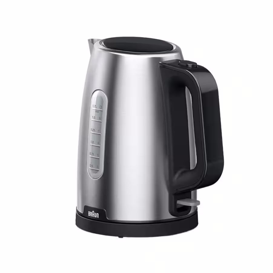 BRAUN PurShine Wasserkocher WK 1500, 1,7 Liter Edelstahl-Wasserkocher mit 2200 W Schnellkochsystem, Silber Schwarz - Bild 4