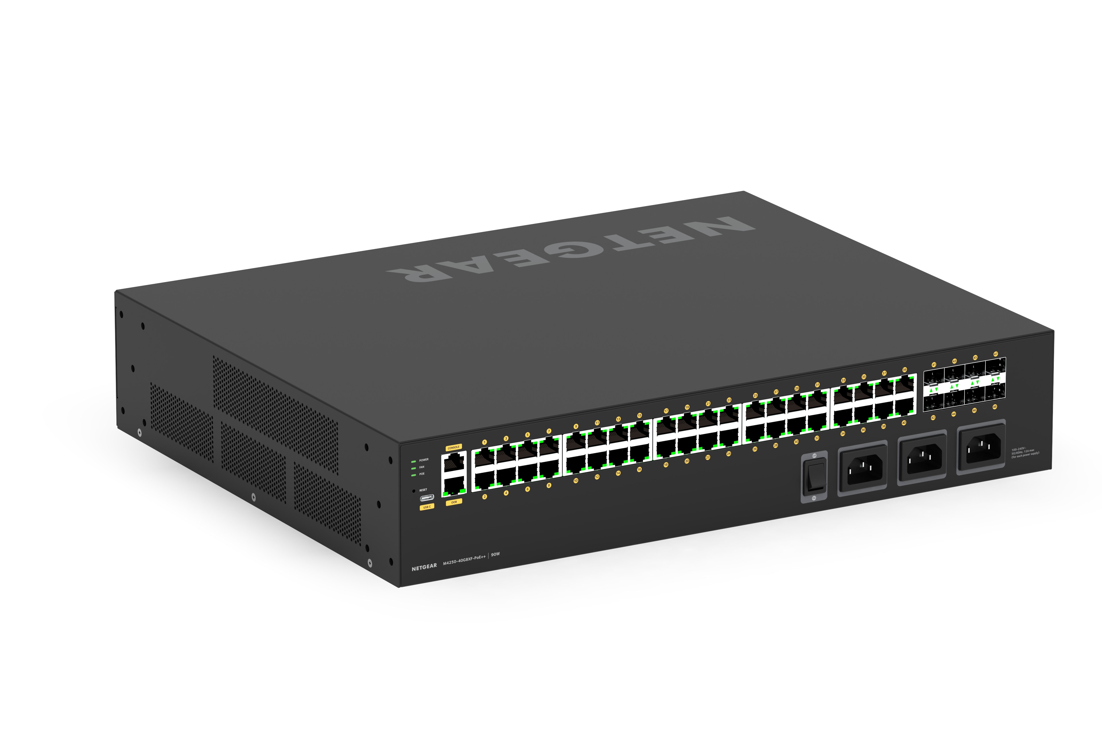 NETGEAR GSM4248UX AV Line M4250-40G8XF-PoE++ 40x1G Ultra90 PoE++ 802.3bt 2880W und 8xSFP+ Managed Switch