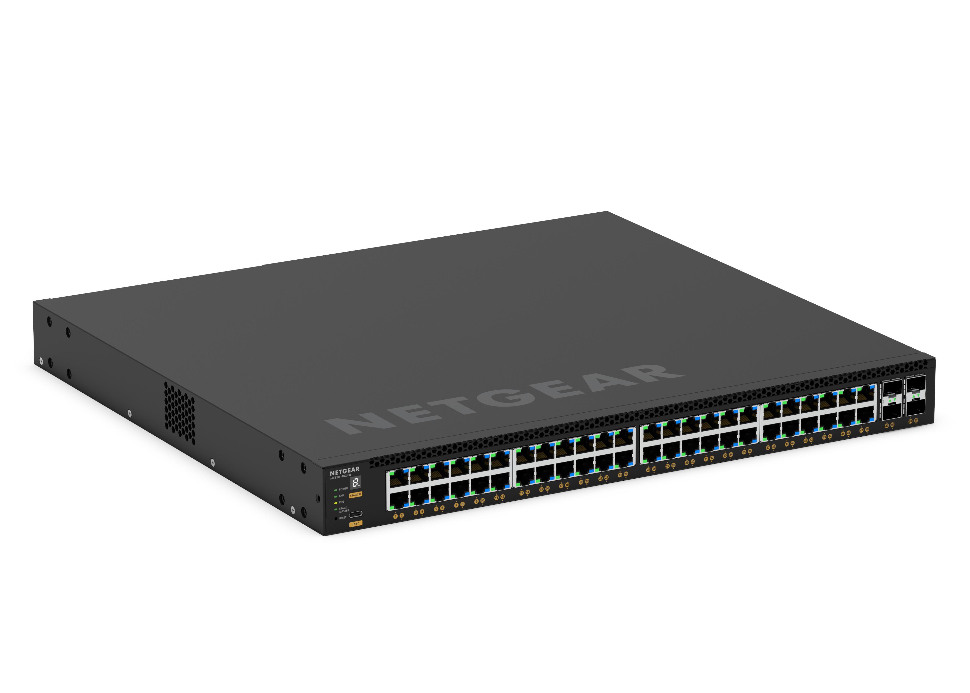 NETGEAR M4350-48G4XF (GSM4352)-48x1G PoE+ (236W base, up to 1,440W) and 4xSFP+ Managed Switch