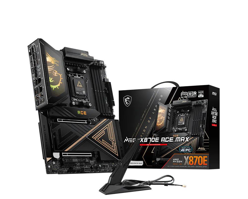 MSI MEG X870E ACE MAX - AM5 ATX Mainboard | Unterstützt AMD Ryzen 9000/8000/7000 Prozessoren, 64MB BIOS ROM, DDR5 RAM (bis zu 9000+ MT/s OC), M.2 & PCIe 5.0, Wi-Fi 7 - Bild 4