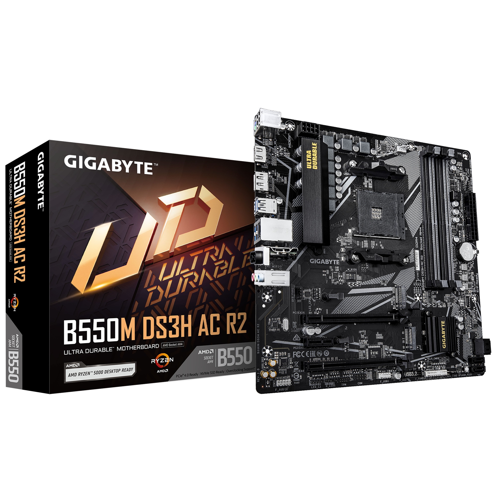 GIGABYTE B550M DS3H AC R2 Mainboard - AMD B550 - AMD AM4 - DDR4 RAM - Micro-ATX - Image 4