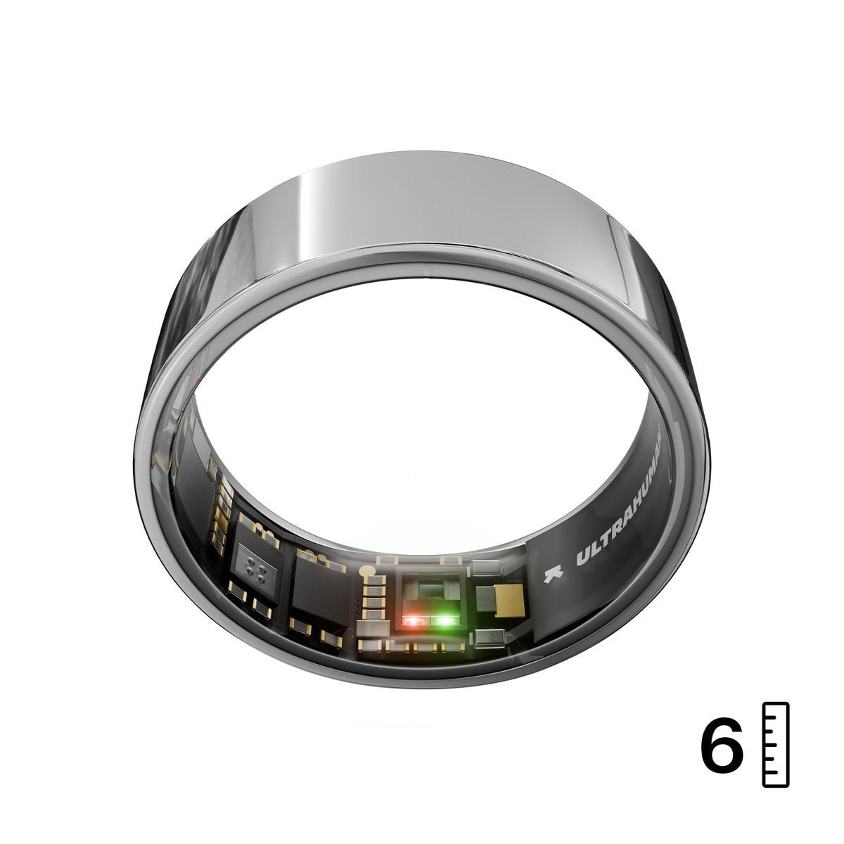 ULTRAHUMAN Ring Air - Smart Ring für Frauen und Männer - Schlaf -und Fitness Tracking Wearable - Herzfrequenz - Smartring Space Silver Größe 6 Image