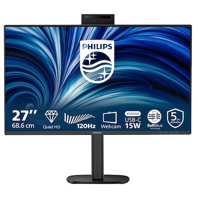 Philips 27B2N3500JH 27 Zoll QHD IPS Office Monitor 16:9 120 Hz DP/HDMI/USB-C Webcam