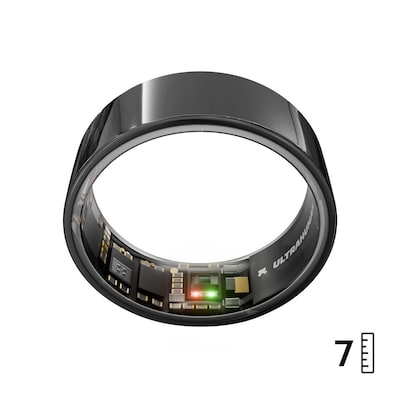 ULTRAHUMAN Ring Air - Smart Ring für Frauen und Männer - Schlaf -und Fitness Tracking Wearable - Herzfrequenz - Smartring Aster Black Größe 7
