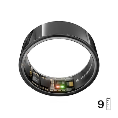 ULTRAHUMAN Ring Air - Smart Ring für Frauen und Männer - Schlaf -und Fitness Tracking Wearable - Herzfrequenz - Smartring  Aster Black Größe 9